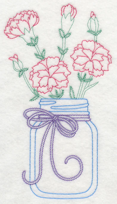 Blooming Carnations in Mason Jar (Vintage) - Image 5