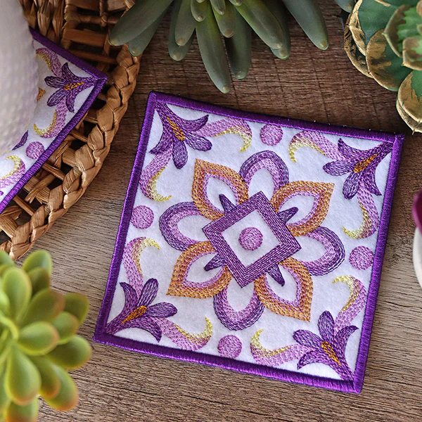 Blooming Color Theory Square Coaster (In-the-Hoop) - Image 2