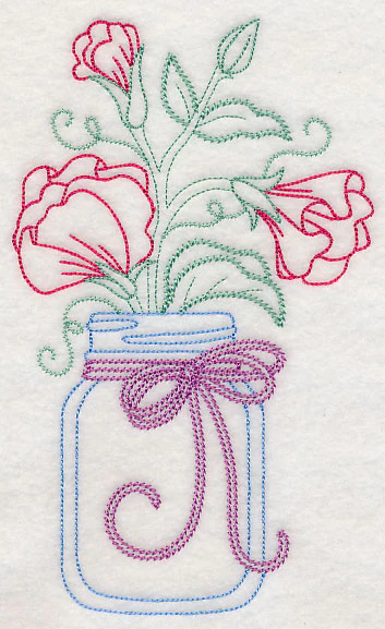 Blooming Sweet Peas in Mason Jar (Vintage) - Image 2