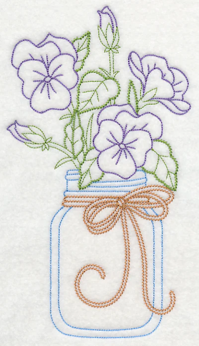 Blooming Violas in Mason Jar (Vintage) - Image 5