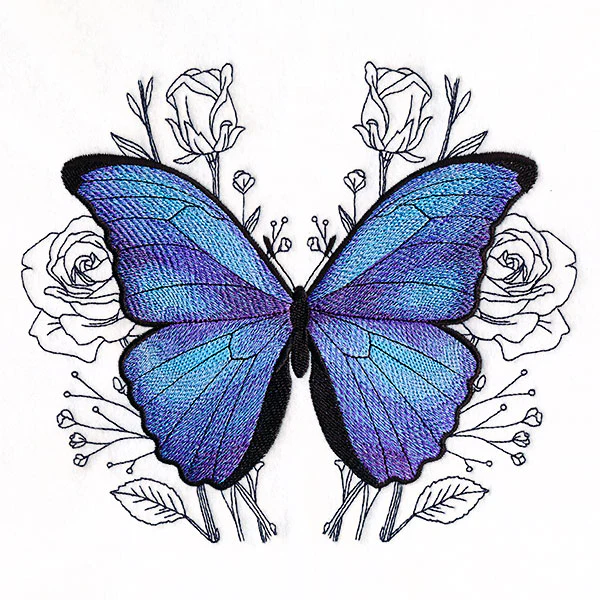 Blue Morpho Butterfly and Roses - Image 4