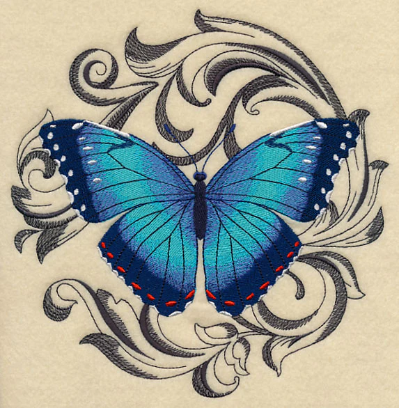 Blue Morpho with Baroque Background - Image 6