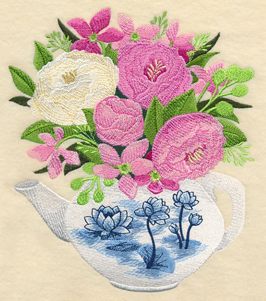 Blue Willow Tea - Pot with Flowers