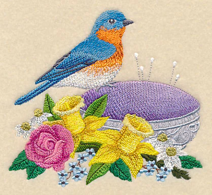 Bluebird on Antique Pincushion - Image 3