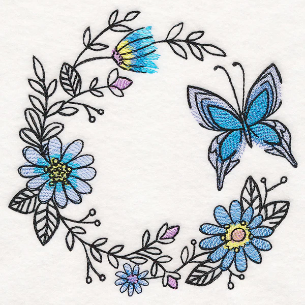 Botanical Blooms Butterfly Wreath in Watercolor - Image 3