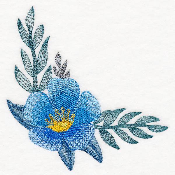 Botanical Blues Flower Corner in Watercolor - Image 3