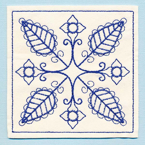 Botanical Blues - Folk Flowers Coaster (In-the-Hoop)