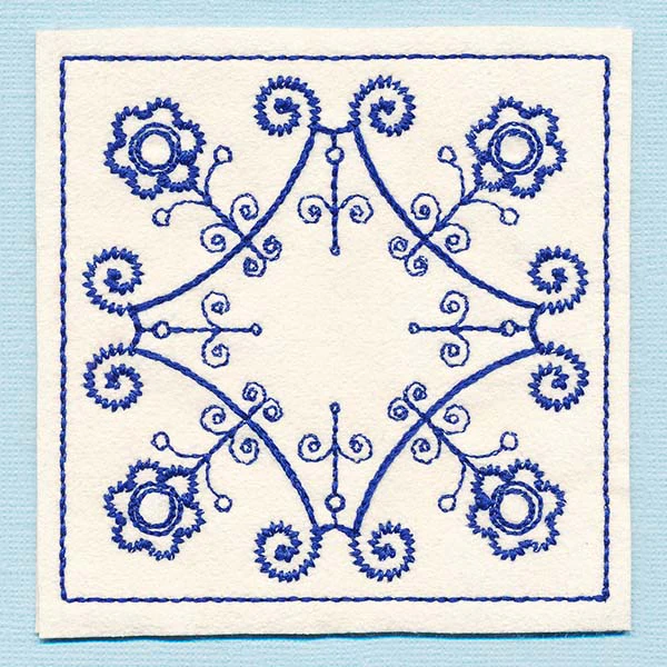 Botanical Blues - Ironwork Flowers Coaster (In-the-Hoop) - Image 2