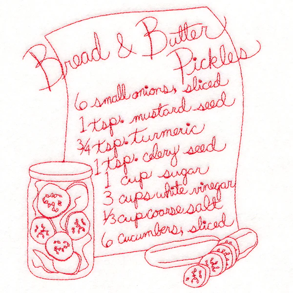 Bread and Butter Pickles (Redwork) - Image 2