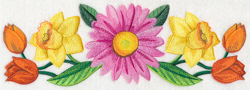 Bright Flower Border in Watercolor