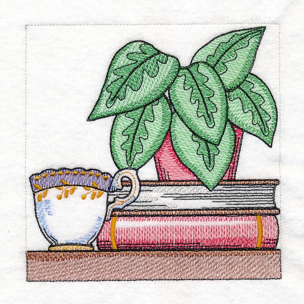 Build a Crafty Bookshelf Quilt - Plant and Teacup - Image 5