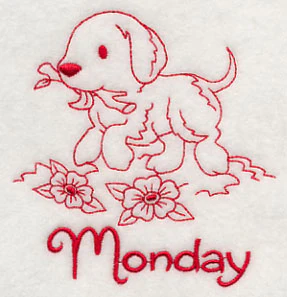Busy Puppy on Monday (Redwork) - Image 2