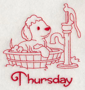 Busy Puppy on Thursday (Redwork) - Image 2