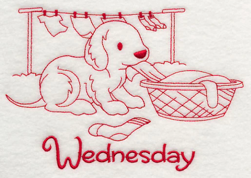 Busy Puppy on Wednesday (Redwork) - Image 3