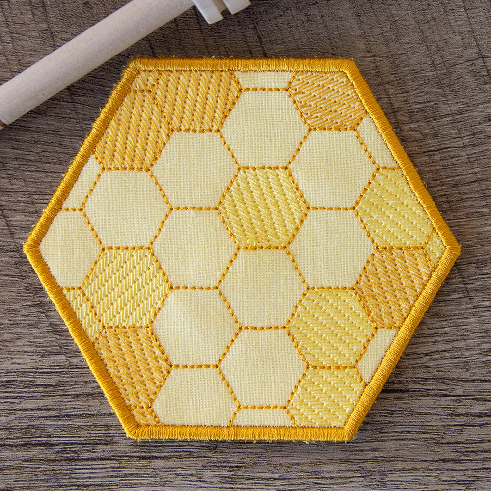 Buzzin' Bee Hexagon Coaster (In-the-Hoop) - Image 3