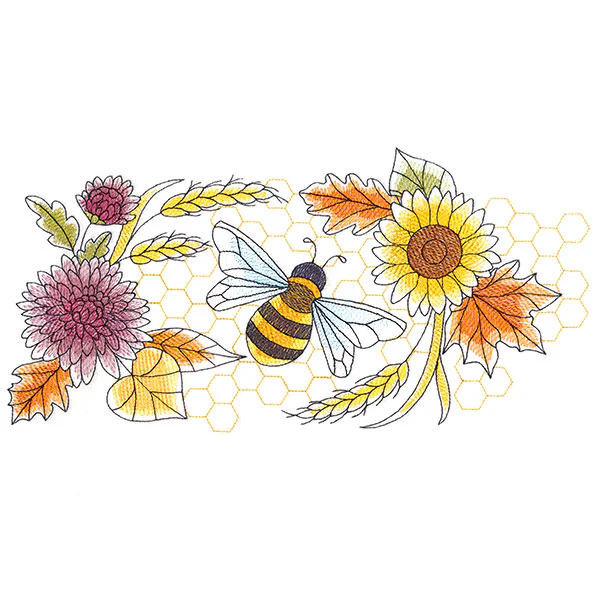 Buzzing Bee and Autumn Blooms Border - Image 5