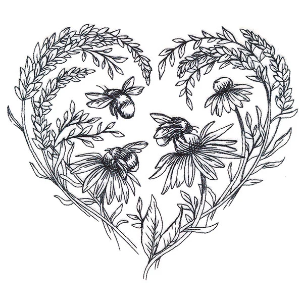 Buzzing Blossoms Heart Etching - Image 4