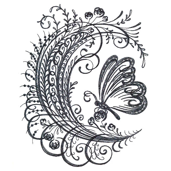 Calligraphic Monarch and Blooms - Image 7