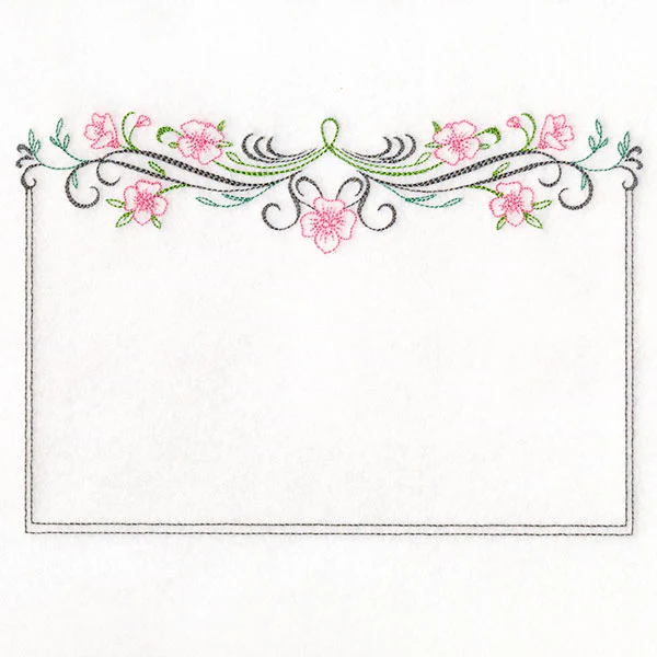 Calligraphy and Flowers Quilt Label
