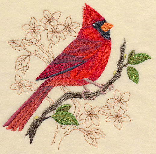 Cardinal with Delicate Branches - Image 4