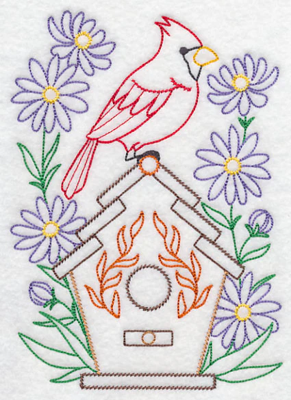 Cardinals and Asters (Vintage)