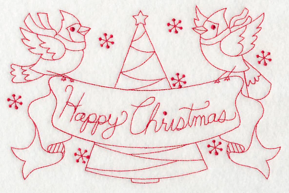 Cardinals Happy Christmas (Redwork) - Image 2