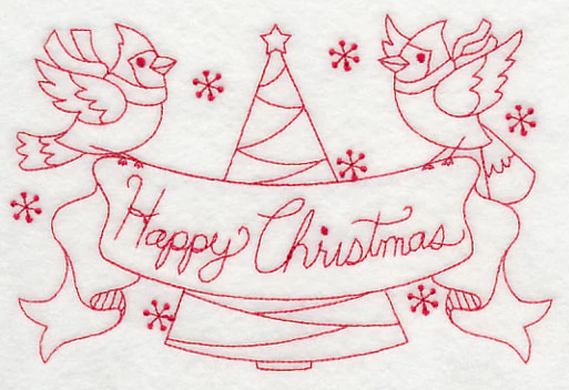 Cardinals Happy Christmas (Redwork) - Image 3
