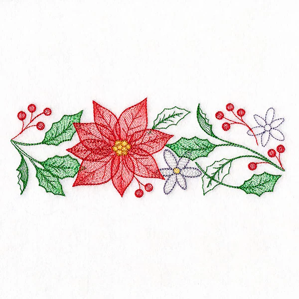 Cascading Poinsettias Christmas Border - Image 4
