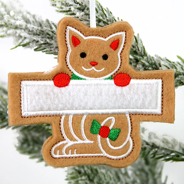 Cat Gingerbread Ornament (In-the-Hoop) - Image 3