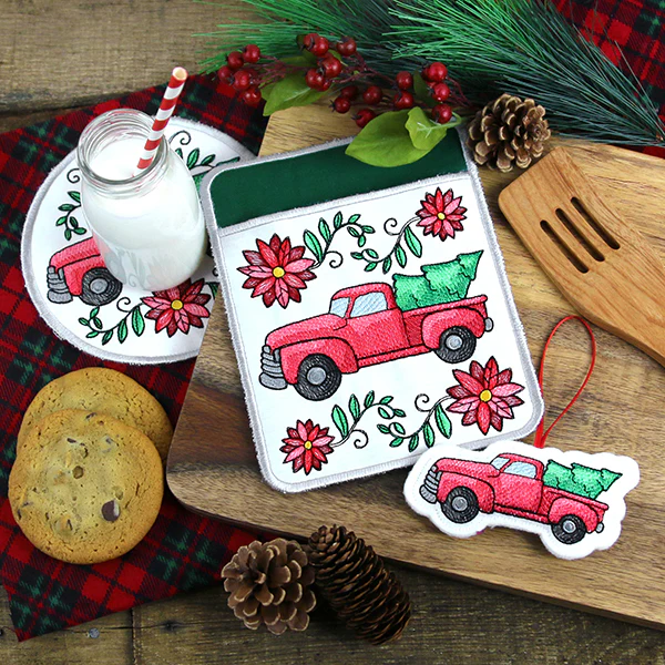 Charming Christmas Retro Truck Trivet (In-the-Hoop) - Image 8