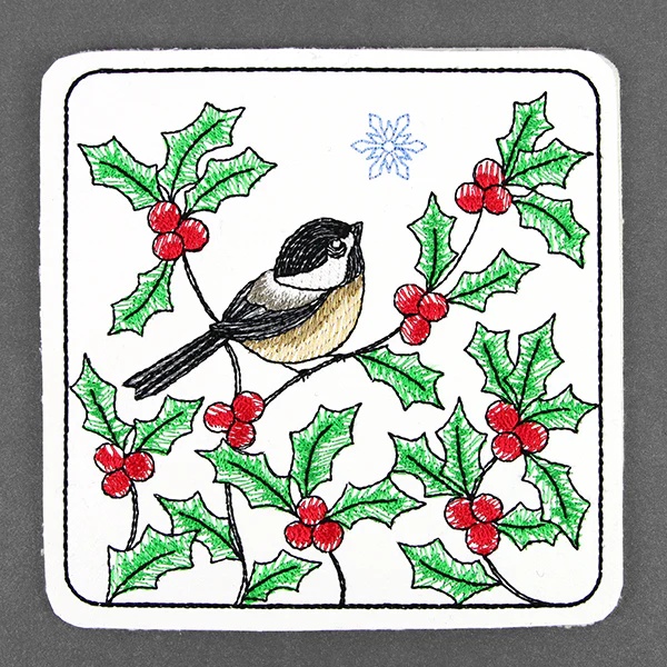 Cheerful Chickadee Coaster (In-the-Hoop) - Image 5