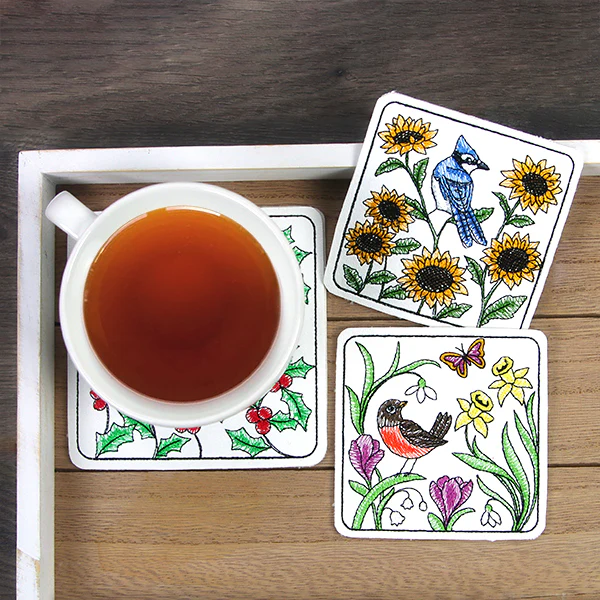 Cheerful Chickadee Coaster (In-the-Hoop) - Image 6