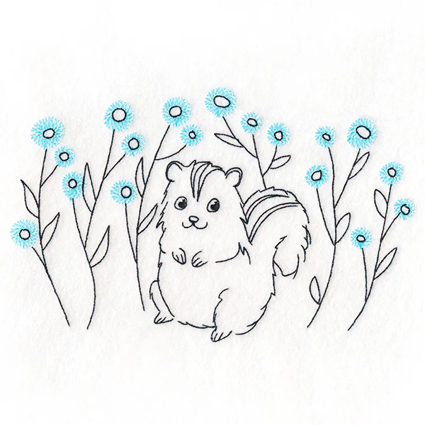 Cheery Chipmunk and Wildflowers