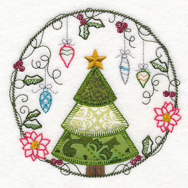 Cheery Christmas Tree Wreath (Heirloom Applique) - Image 4