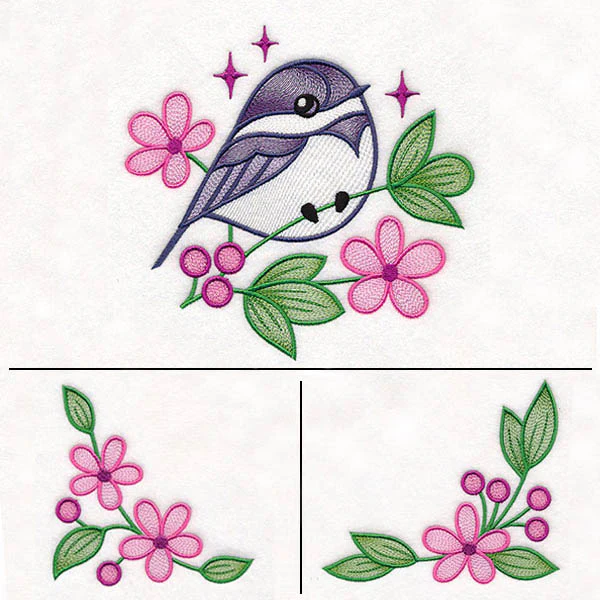 Chickadee and Blooms Pillow Pair - Image 15