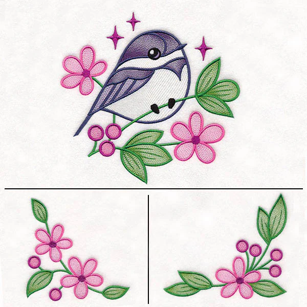 Chickadee and Blooms Pillow Pair - Image 27