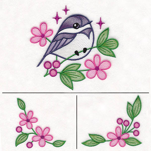 Chickadee and Blooms Pillow Pair - Image 66