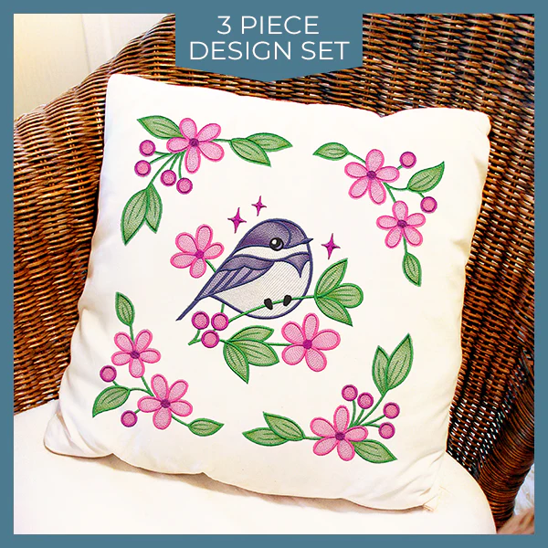 Chickadee and Blooms Pillow Pair - Image 85