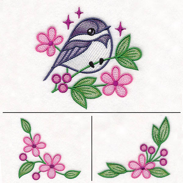 Chickadee and Blooms Pillow Pair - Image 96