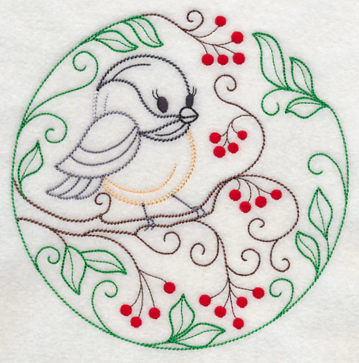 Chickadee and Red Berries (Vintage) - Image 2