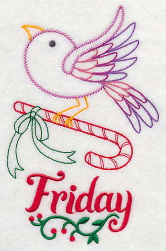 Christmas Bird with Candy Cane - Friday (Vintage) - Image 3