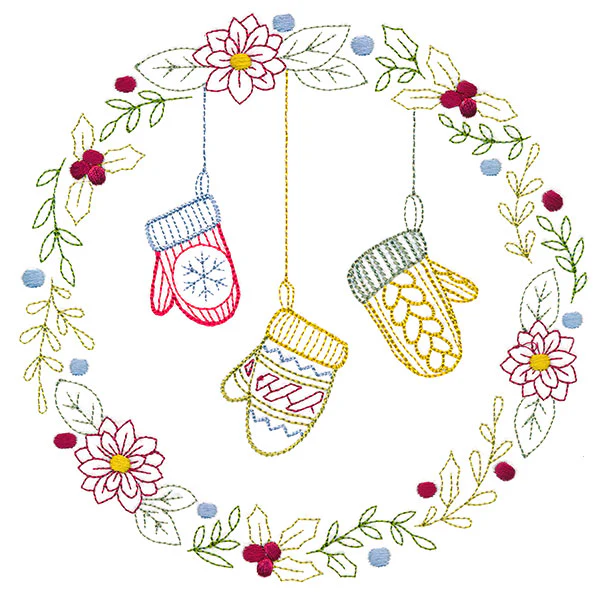 Christmas Botanicals Wreath with Mittens - Image 2
