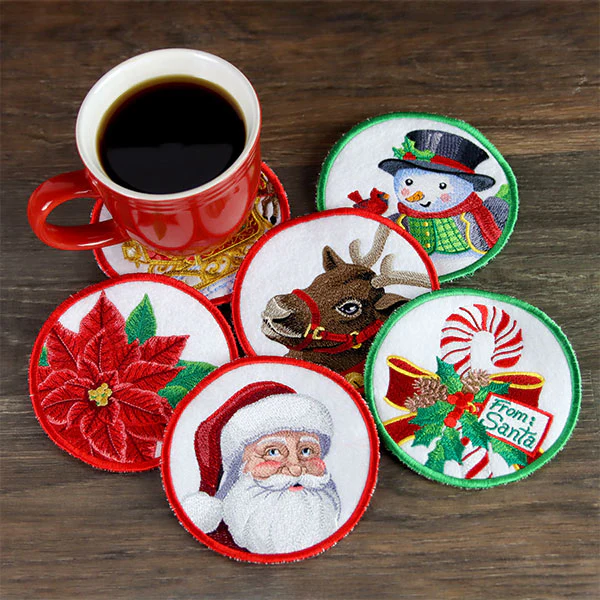 Christmas Cheer Coasters - Snowman (In-the-Hoop) - Image 4