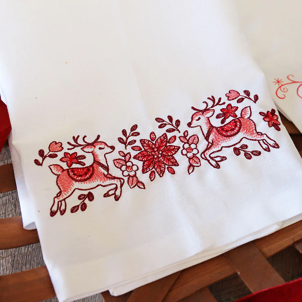 Christmas Delft Poinsettia & Reindeer Border - Image 7
