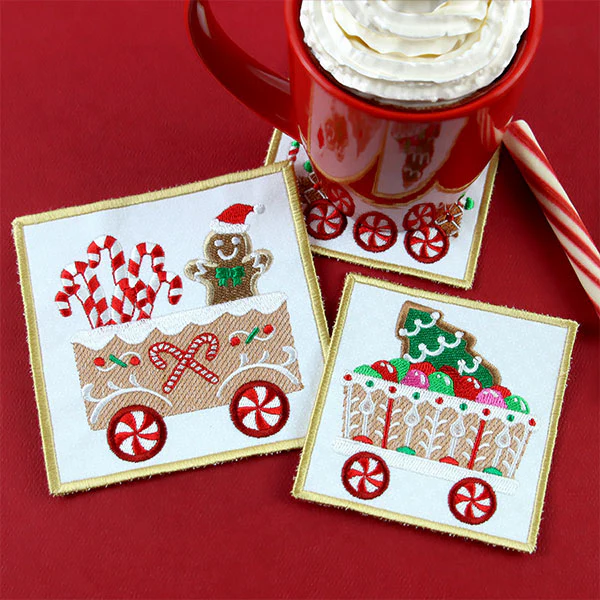 Christmas Gingerbread Train Coaster - Car 3 (In-the-Hoop) - Image 4