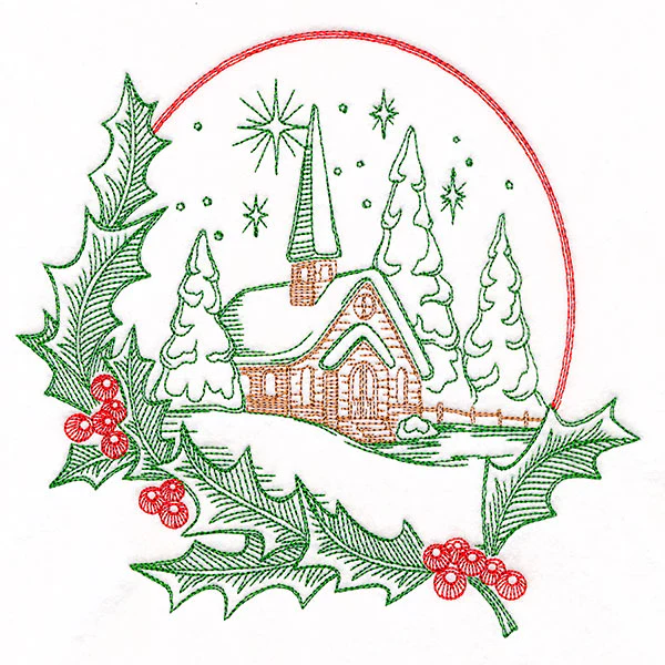 Christmas Holly Church Scene - Image 3