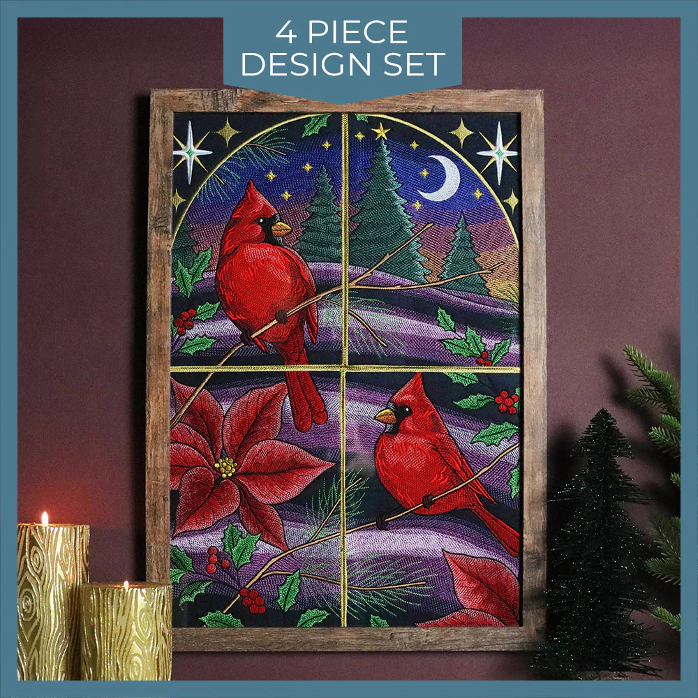 Christmas Night Cardinals Panel Scene - Image 12