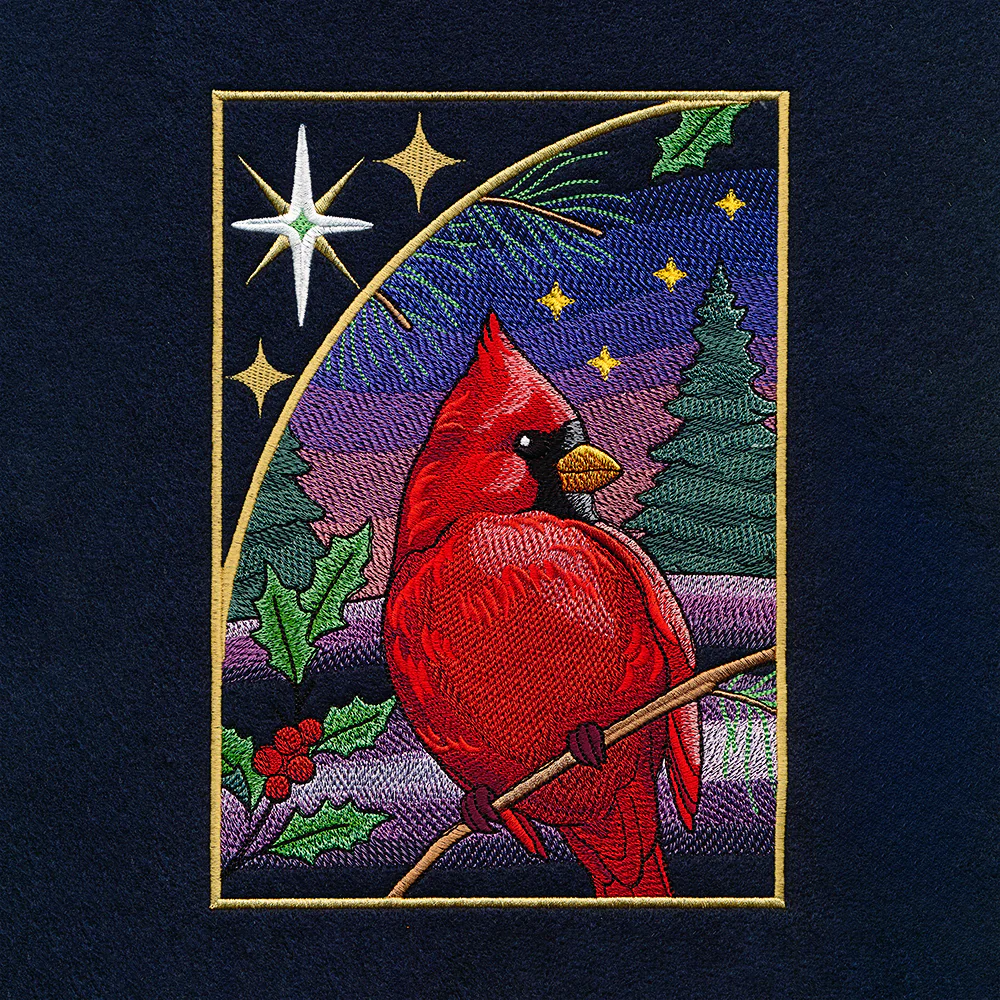Christmas Night Cardinals Panel Scene - Image 3
