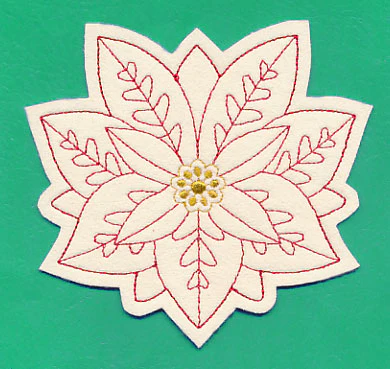 Christmas Poinsettia Coaster (In-the-Hoop) - Image 3