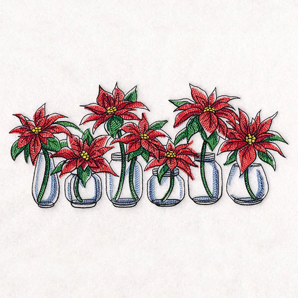 Christmas Poinsettia Jar Bouquets Border - Image 2